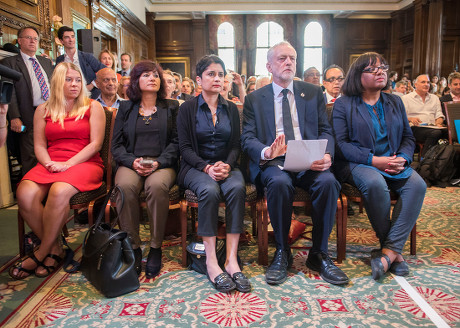 Pictured-corbyn's Wife Laura Alvarez Shami Chakrabarti And Diane Abbot With Corbyn. Jeremy Corbyn Has Resumed His Election Campaign With A Speech In Westminster Today Friday 29th May 2017 Saying The Current Terror Threat Is Linked To The Wars On Ter
