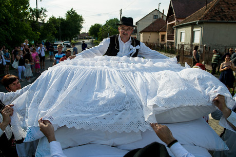 10th annual traditional peasant wedding event in Szilhalom, Hungary - 09 Jun 2018
