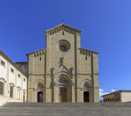 Main Entrance Arezzo Cathedral Cattedrale Dei Editorial Stock Photo ...