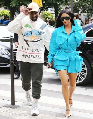 Kim Kardashian and Kanye West at the Louis Vuitton PFW show