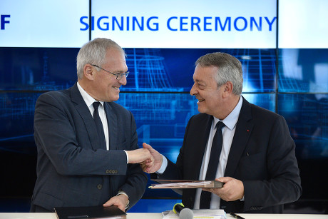 EDF and Veolia signing ceremony at the 3rd World Nuclear Exhibition, Villepinte, France - 26 Jun 2018