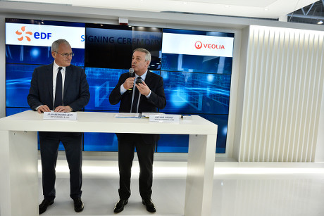 EDF and Veolia signing ceremony at the 3rd World Nuclear Exhibition, Villepinte, France - 26 Jun 2018