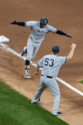 New York Yankees shortstop Didi Gregorius (18) celebrates with