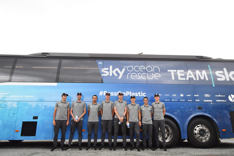 Team Sky Tour de France 2018. Saint-Mars La RÉORTHE, France - 04 Jul 2018