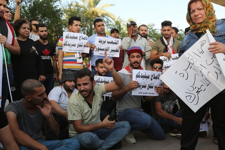 Iraqis protest lack of basic services and unemployment, Baghdad, Iraq - 13 Jul 2018