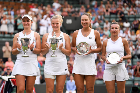 Barbora Krejcikova Katerina Siniakova Celebrate Victory Editorial Stock