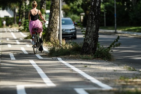 __COUNT__ Strange zigzag bicycle path in Berlin, Germany - 09 Aug 2018 ...