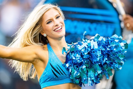 A Carolina Panthers cheerleader during the preseason NFL football