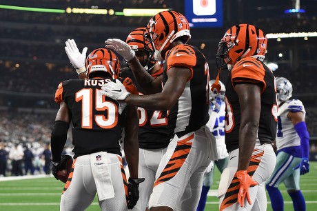 August 18, 2018: Cincinnati Bengals safety Clayton Fejedelem (42) reacts  after making a play during the NFL football game between the Cincinnati  Bengals and the Dallas Cowboys at AT&T Stadium in Arlington