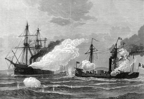 Engraving Showing Battle Between Hms Shah Editorial Stock Photo - Stock ...