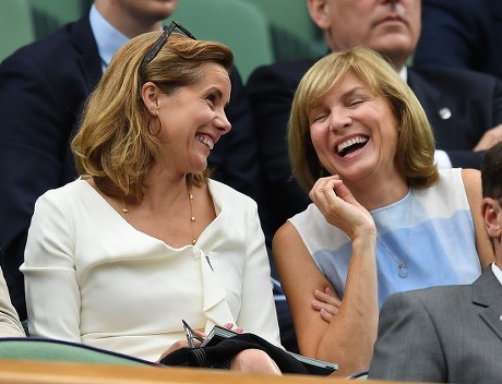 Darcy Bussell . The Wimbledon Tennis Championships 2017 Picture Andy Hooper.......daily Mail 11/07/2017 Day 8 Adrian Mannarino V Novak Djokovic Darcy Bussell In The Royal Box Laughs With Fiona Bruce.