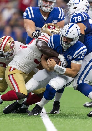 August 25, 2018: San Francisco 49ers defensive lineman Solomon Thomas (94)  during NFL football preseason game action between the San Francisco 49ers  and the Indianapolis Colts at Lucas Oil Stadium in Indianapolis