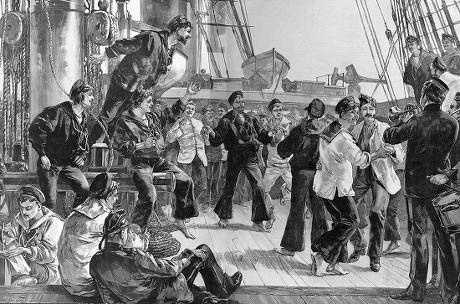 Engraving Showing Deck Victorian Warship Crew Editorial Stock Photo ...