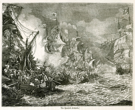 Spanish Fleet Attacked By English Ships Editorial Stock Photo - Stock ...