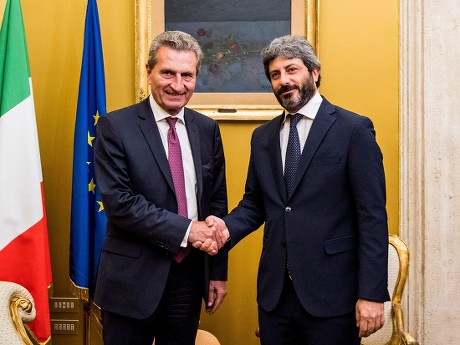 President of the Italian Chamber of Deputies meets the European Commissioner for the budget and human resources, Rome, Italy - 13 Sep 2018