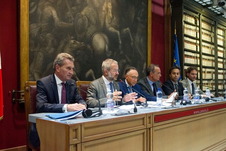 Gunther H. Oettinger, European Commissioner for the Budget attends meeting, Rome, Italy - 13 Sep 2018