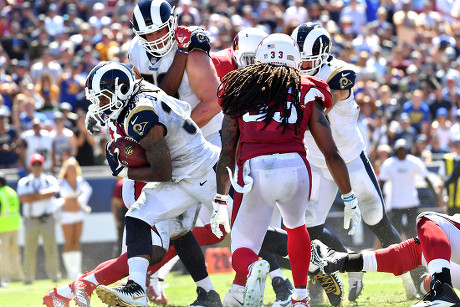 September 16, 2018 Los Angeles, CA.Los Angeles Rams mascot Rampage on the  field after the NFL football game against the Arizona Cardinals at the Los  Angeles Memorial Coliseum in Los Angeles, California..Mandatory