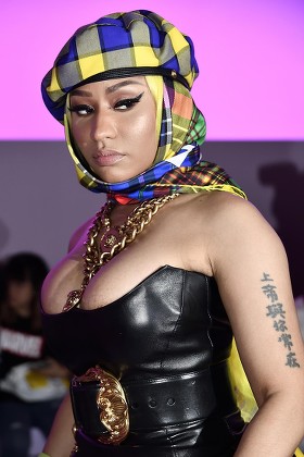 Nicki Minaj arrives at the Versace show during Milan Fashion Week