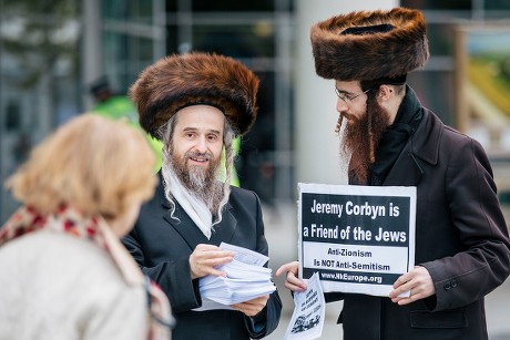 Orthodox Jews Distribute Leaflets Hold Sign Editorial Stock Photo ...