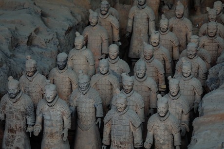 Terracotta Warriors Stand Partially Unearthed Pits Editorial Stock ...