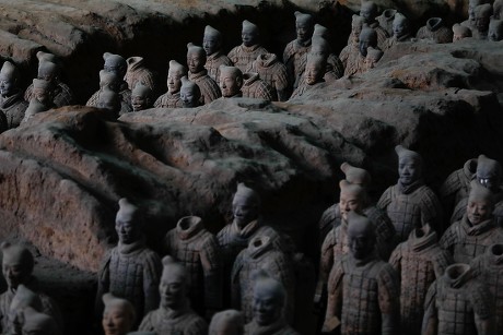 Terracotta Warriors Stand Partially Unearthed Pits Editorial Stock ...