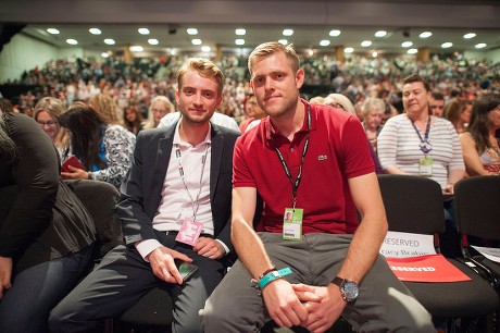 Jeremy Corbyn's Speech On The Final Day Of Labour Party Conference In Brighton. Corbyn's Sons Thomas And Ben Corbyn.
