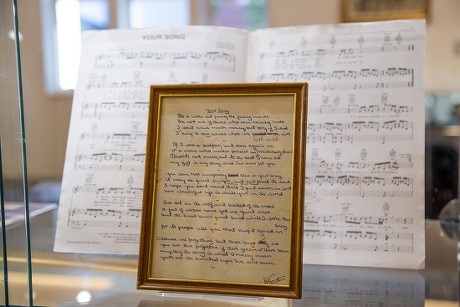 Elton Johns Your Song Handwritten Lyrics Editorial Stock Photo - Stock