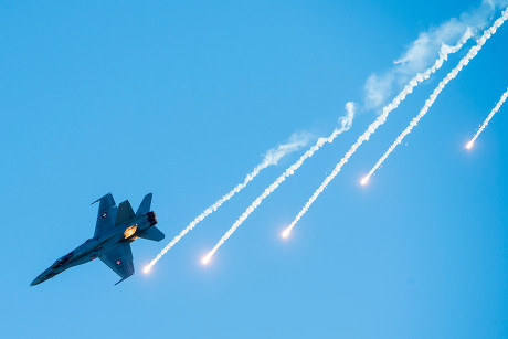 Fa18 Combat Aircraft Performs During Flight Editorial Stock Photo ...