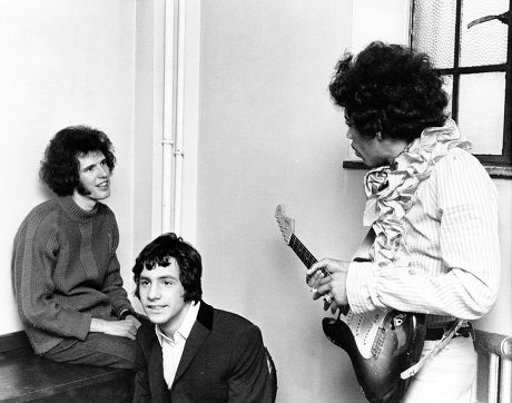Jimi Hendrix, Cat Stevens, Engelbert Humperdinck and Gary Walker from The Walker Brothers, backstage at Finsbury Park Astoria, London, Britain - 31 Mar 1967