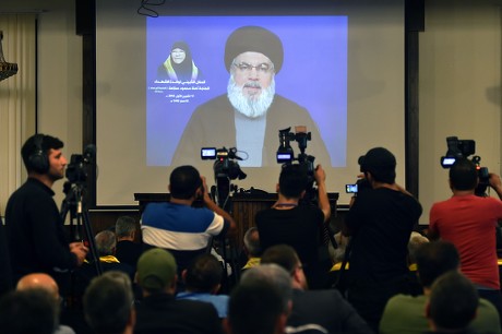 Hezbollah Leader Sayyed Hassan Nasrallah Delivers Editorial Stock Photo ...