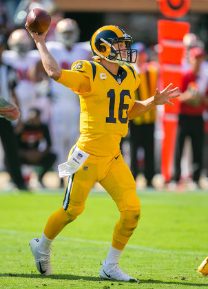 Los Angeles, CA. 13th Oct, 2019. Los Angeles Rams quarterback Jared Goff  #16 during the NFL game between San Francisco 49ers vs Los Angeles Rams at  the Los Angeles Memorial Coliseum in