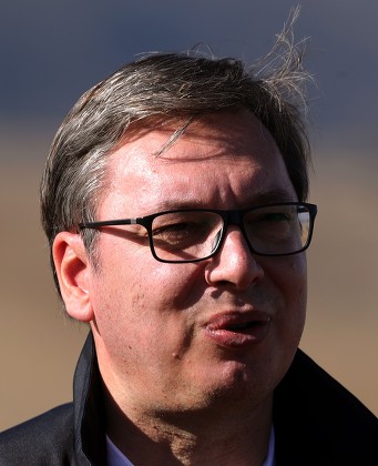 Serbian President Aleksandar Vucic Speaks Media Editorial Stock Photo ...