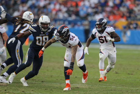 November 18, 2018 Carson, CANarbonne High School linebackers Los Angeles  Chargers linebacker Uchenna Nwosu #42 and Denver Broncos linebacker  Keishawn Bierria #40 after the NFL Denver Broncos vs Los Angeles Chargers at