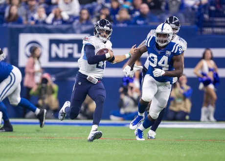 November 18, 2018: Tennessee Titans quarterback Marcus Mariota (8) during  NFL football game action between the Tennessee Titans and the Indianapolis  Colts at Lucas Oil Stadium in Indianapolis, Indiana. Indianapolis defeated  Tennessee