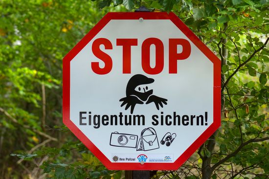 Warning Sign Thieves Forest Area Ahrenshoop Editorial Stock Photo ...