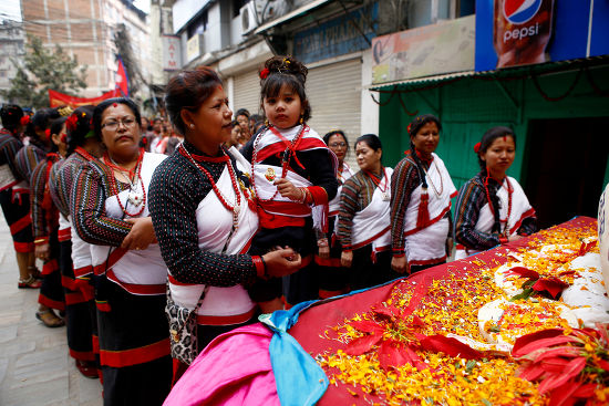 Woman Newar Community Seen Traditional Attire Editorial Stock Photo