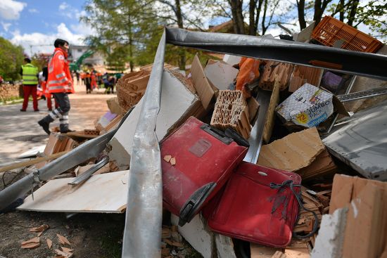 Suitcase Lies Debris Exploded House Rettenbach Editorial Stock Photo ...