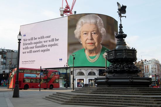 Queen Elizabeth Ii On Electronic Billboards Editorial Stock Photo ...