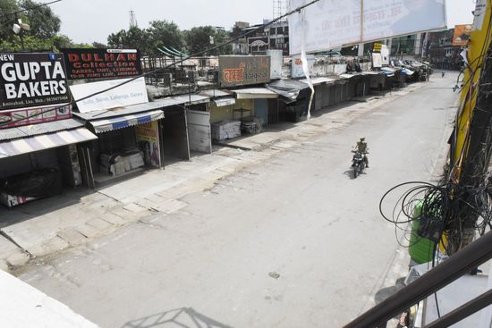 Streets Empty Shops Closed Aminabad During Editorial Stock Photo ...