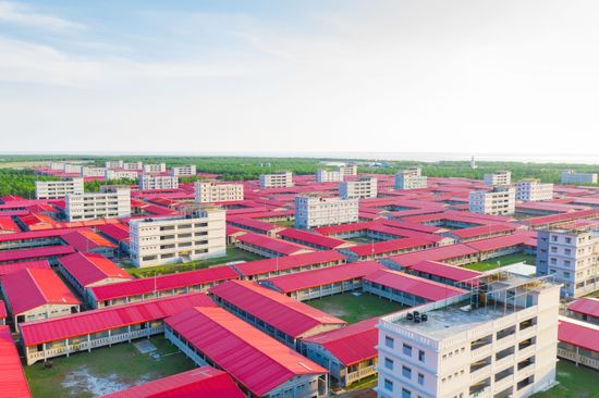 Brightly Coloured Red Rooftops Look Like Editorial Stock Photo - Stock ...