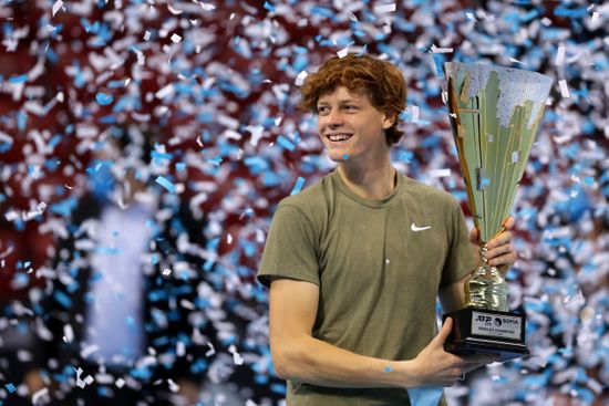 Italys Jannik Sinner Holds Winners Trophy Editorial Stock Photo - Stock ...