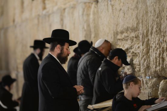 Jewish Men Pray Western Wall Judaisms Editorial Stock Photo - Stock ...