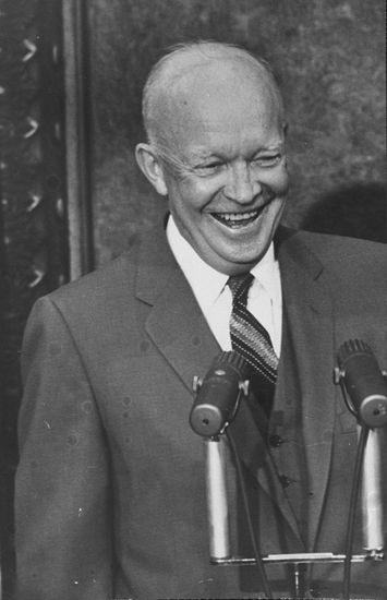 Pres Dwight D Eisenhower Laughing During Editorial Stock Photo - Stock ...