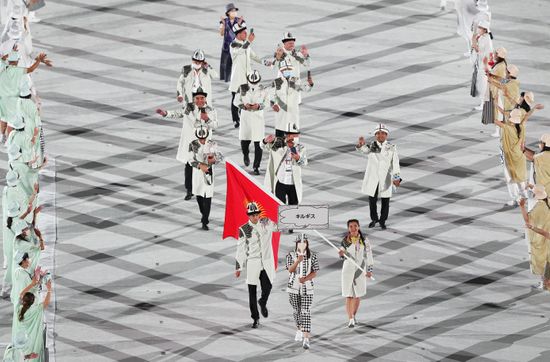 Olympic Delegation Kyrgyzstan Parade Into Olympic Editorial Stock Photo ...