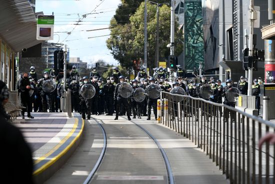 Wall Riot Police Stand Flinders Street Editorial Stock Photo - Stock ...