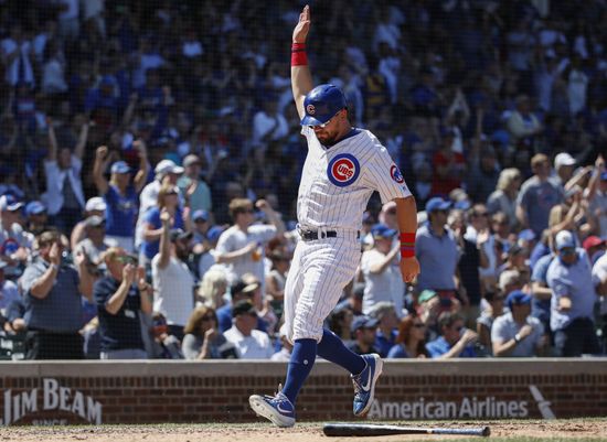 Chicago Cubs Kyle Schwarber Scores On Editorial Stock Photo - Stock ...