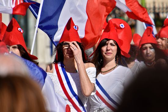 Women Dressed Marianne Phrygian Caps Hold Editorial Stock Photo - Stock ...