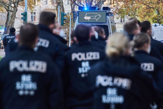 Berlin Police Officers Sign About Distance Editorial Stock Photo ...