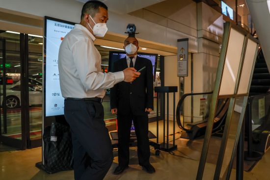 Man Scans Qr Code Before Entering Editorial Stock Photo - Stock Image ...