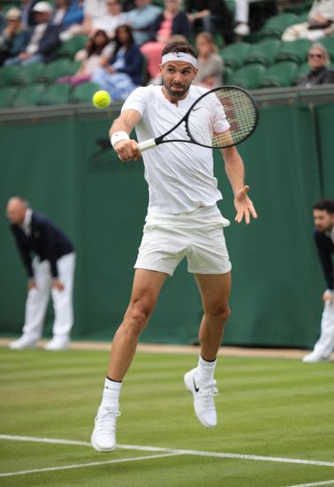 Bulgarian Grigor Dimitrov Plays Backhand His Editorial Stock Photo ...